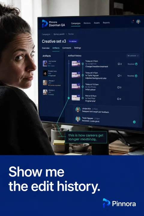 Real Pinnora output: Show me the edit history Pinnora ad