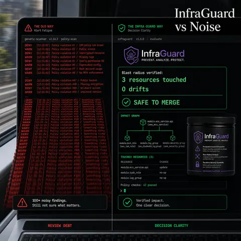 Real Pinnora output: InfraGuard vs Noise static ad
