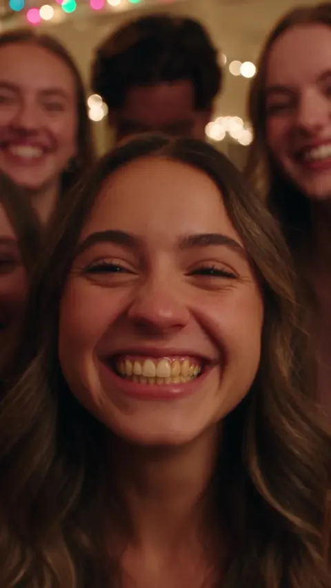 Real Pinnora output: close-up UGC still of a smiling woman, alternate take